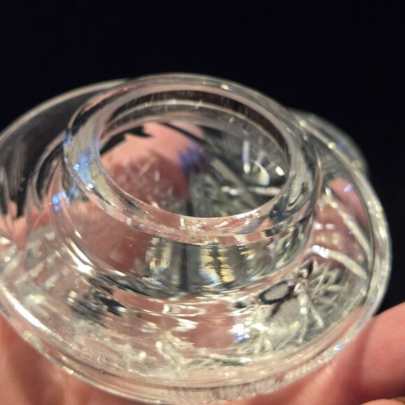 Rare Polish Cut Crystal Mushroom Shaped jam jar Starburst Design Decorative Glas - Picture 7 of 8